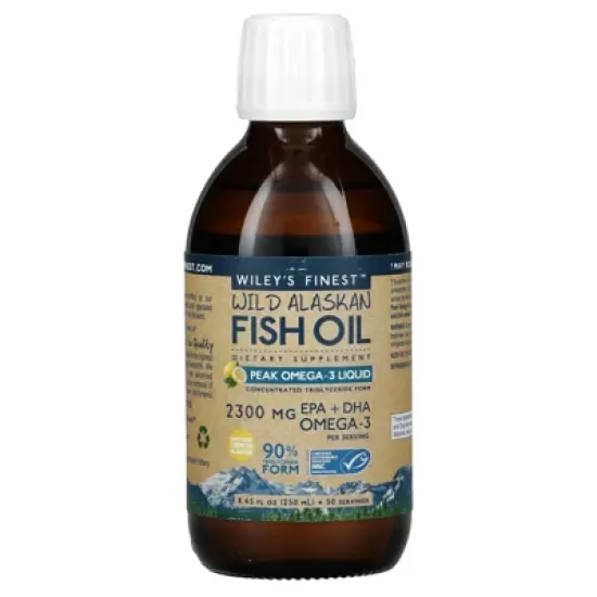 Wiley's Finest Wild Alaskan Fish Oil, Peak Omega-3, Natural Lemon, 8.45 fl oz (250 ml) image {2}