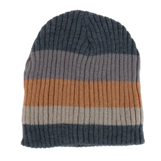CTM Men's Heavy Knit Wool Blend Striped Winter Beanie Hat image {5}