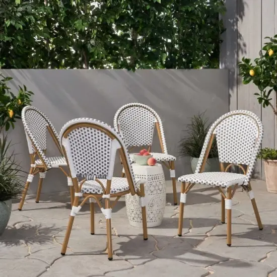 GDFStudio Brandy Outdoor Wicker Weave Bistro Chairs (Set of 4) image {9}