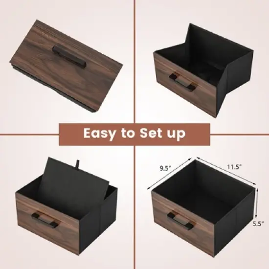 Tangkula Nightstand Bedside End Table with 2 Fabric Drawers Storage Shelf for living room image {6}