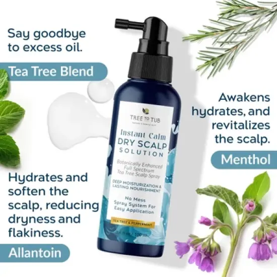 Tree To Tub Dry Scalp Spray - Intensive Scalp Moisturizer for Men & Women, Tea Tree Leave in Moisturizer for Dry Scalp, Flaky Buildup & Excess Oil image {5}