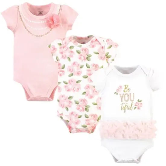 Little Treasure Baby Girl Cotton Bodysuits 3pk, Beyoutiful image {1}