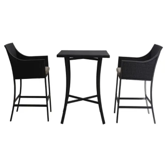 Riga 3pc All-Weather PE Wicker Bar Set - Multi-Brown - Christopher Knight Home image {1}