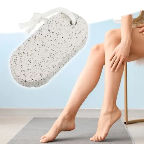 Unique Bargains Fine and Coarse Double Sided Oval Exfoliating Scrub Stone Foot File Gray 2Pcs image {5}