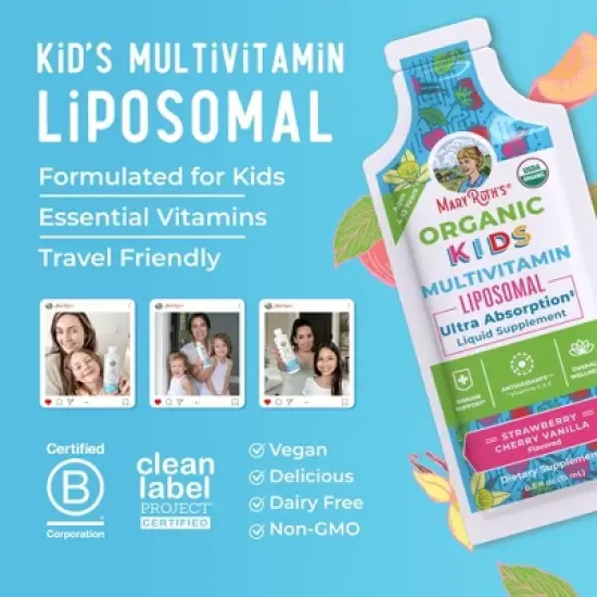 MaryRuth's Kids Multivitamin Liposomal, Strawberry Cherry & Vanilla, 0.5 oz 14-Pack image {7}