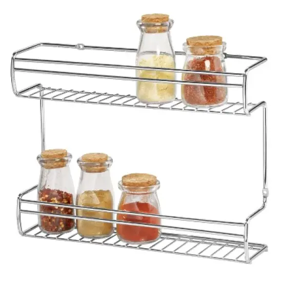 iDESIGN Classico Shelf Wall Mount Spice Organizer Rack for Kitchen Storage Chrome: Plastic, Hand Wash, 6x12x6, Silver image {1}