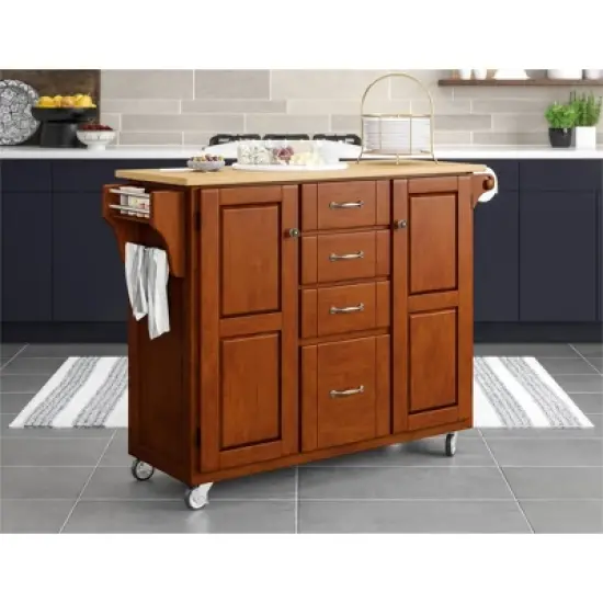 Create - A - Cart Kitchen Cart with Natural Top Cherry - Homestyles image {2}