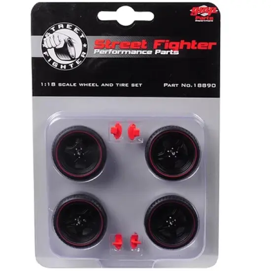 5-Spoke Wheel and Tire Set of 4 from 1970 Plymouth Road Runner Street Fighter 6-Pack Attack 1/18 by GMP image {2}