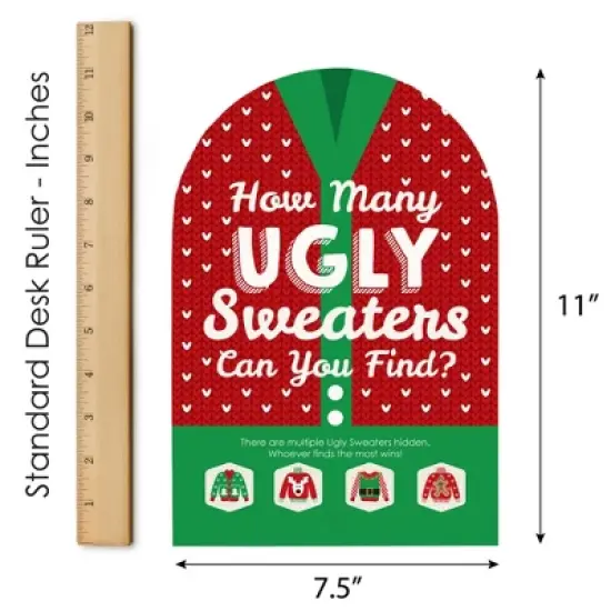 Big Dot of Happiness Ugly Sweater - Holiday and Christmas Party Scavenger Hunt - 1 Stand and 48 Game Pieces - Hide and Find Game image {6}