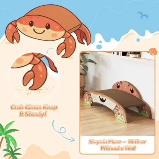 Sandinrayli Crab-Shape Cat Scratcher, Corrugated Cardboard Cat Scratch Bed Lounge, Durable 2-Side Curved Cat Scratching Pad image {7}