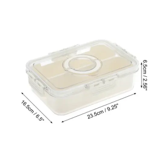 Unique Bargains Sealed Rectangle Fridge Food Storage Containers 2 Compartment White Transparent 1 Set image {3}