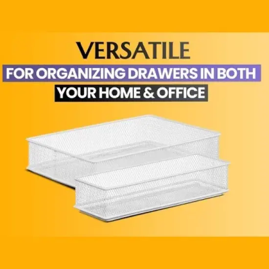 YBM Home Silver Mesh Drawer and Desk Organizer Tray, Pack of 2 image {4}