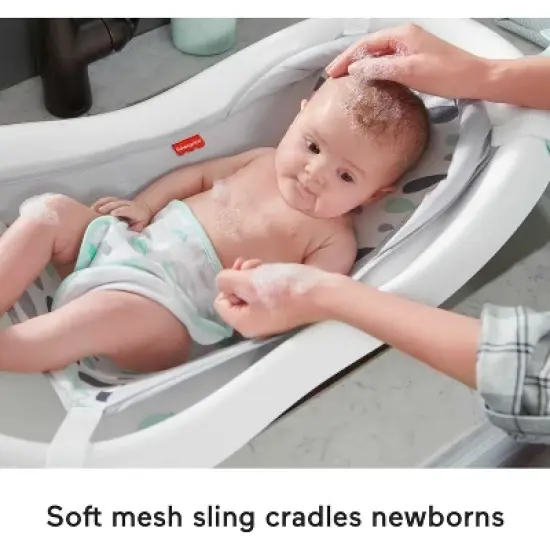 Fisher-Price Baby to Toddler Bath 4-in-1 Sling &lsquo;n Seat Tub with Removable Infant Support and 2 Toys, Climbing Leaves image {2}