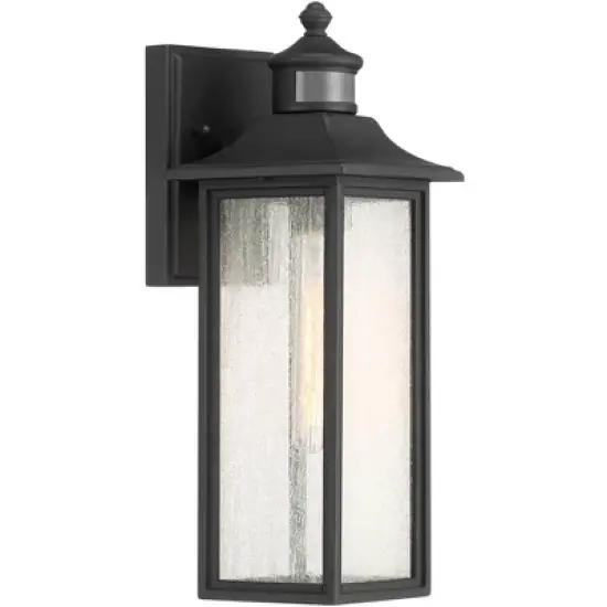 John Timberland Mission Outdoor Wall Light Fixture Black Dusk to Dawn Motion Sensor 16 1/2" Seeded Glass for Exterior House Porch image {4}