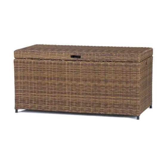 Bradenton Outdoor Wicker Storage Bin - Weathered Brown - Crosley: UV-Resistant Patio Deck Box, 25 Volume Capacity image {9}