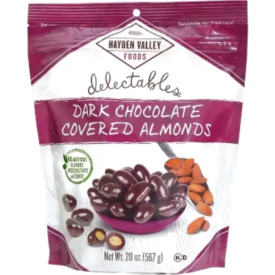 Hayden Valley Foods Dark Chocolate Covered Almonds | 20 oz Resealable Bag | Flavored Snack Nuts | No Artificial Flavors, Preservatives or Colors image {5}