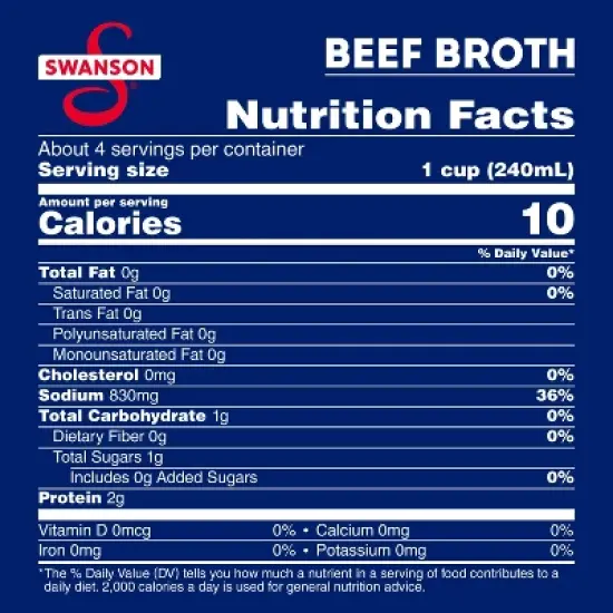 Swanson 100% Natural Gluten Free Beef Broth - 32oz image {2}
