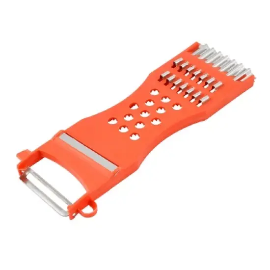 Unique Bargains Plastic Frame Vegetable Fruit Slicer Peeler Shredder Red 4 Pcs image {1}