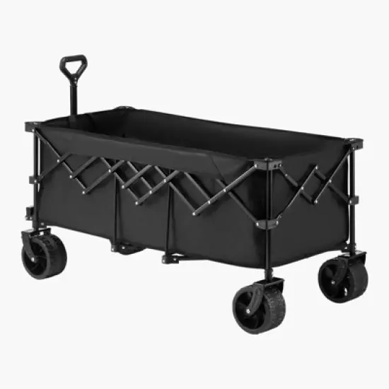VEVOR Foldable Wagon with Extended Tailgate, 450lbs & 300L Large Capacity Collapsible Wagon Cart, Heavy Duty Folding Utility Carts, Black image {8}
