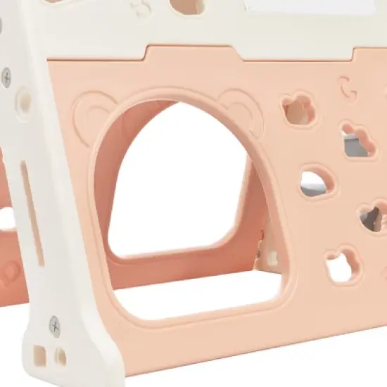 Triangle Climber with Slide,Toddlers Climber Slide for Age 1-3,7-in-1 A-Frame Climber Toddler Slide with Basketball Hoop and Art Drawing Board Pink image {5}