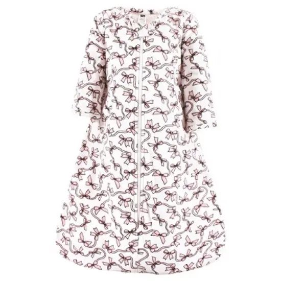 Hudson Baby Infant Girl Long Sleeve Plush Faux Fur Sleeping Bag, Wearable Blanket, Pink Bows image {2}