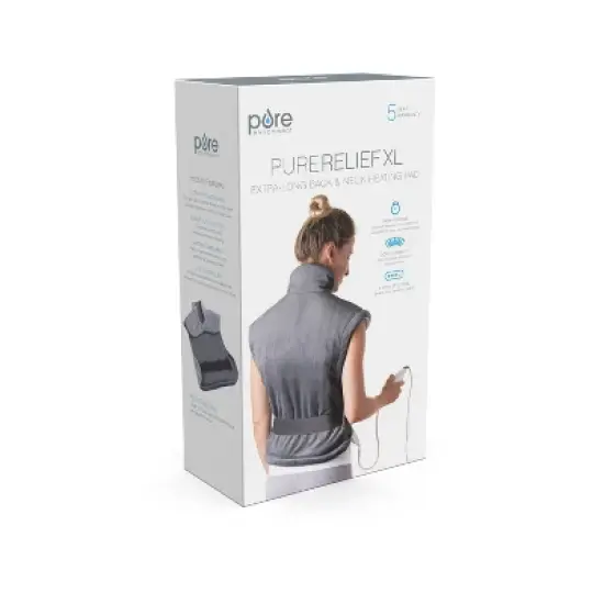 Pure Enrichment PureRelief XL Extra-Long Back and Neck Heating Pad - 29" x 24" - Gray image {1}