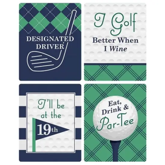 Big Dot of Happiness Par-Tee Time - Golf - Birthday or Retirement Party Birthday Party Gift for Women and Men - Wine Bottle Label Stickers - Set of 4 image {7}