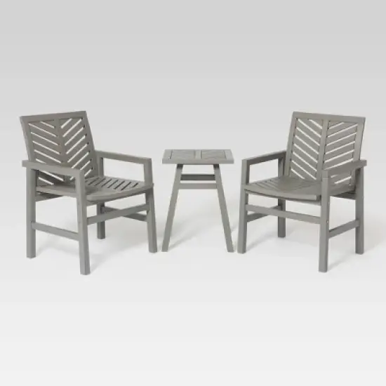 3pc Slatted Chevron Acacia Wood Patio Chat Set - Saracina Home image {11}