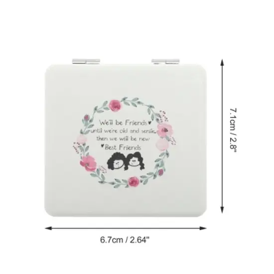 Unique Bargains Women Durable Square Shape Handheld Mirror for Travel White 1 Pc image {1}