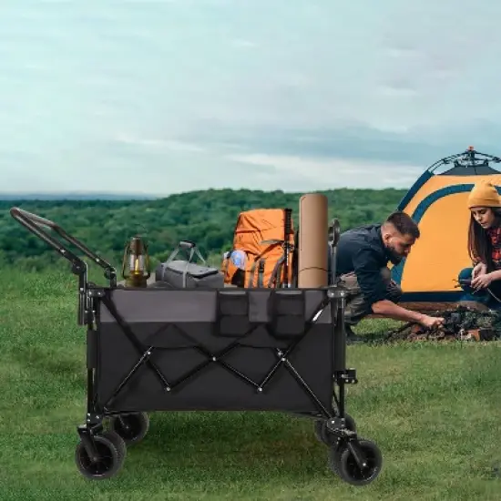Multi-Functional Push-Pull Folding Wagon Cart with Rotating Handle & 360&deg; All-Terrain Wheels &ndash; Heavy-Duty, Adjustable Design, Large Capacity image {8}