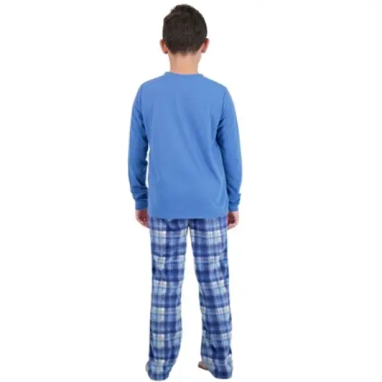 Sleep On It Boys 2-Piece Plaid Pajama Set  Blue image {4}