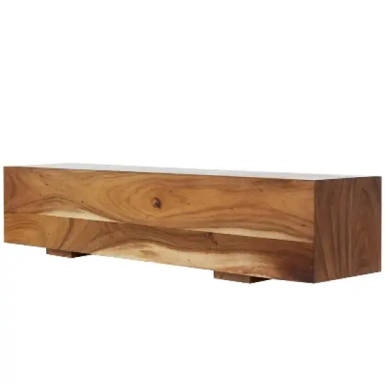 Contemporary Wood Block Bench Brown - Olivia & May image {6}