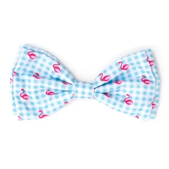The Worthy Dog Gingham Flamingos Bow Tie Accessory image {3}