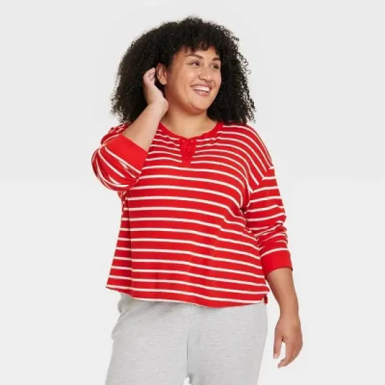 Women's Striped Matching Family Thermal Pajama Top - Wondershop&trade; Red image {4}
