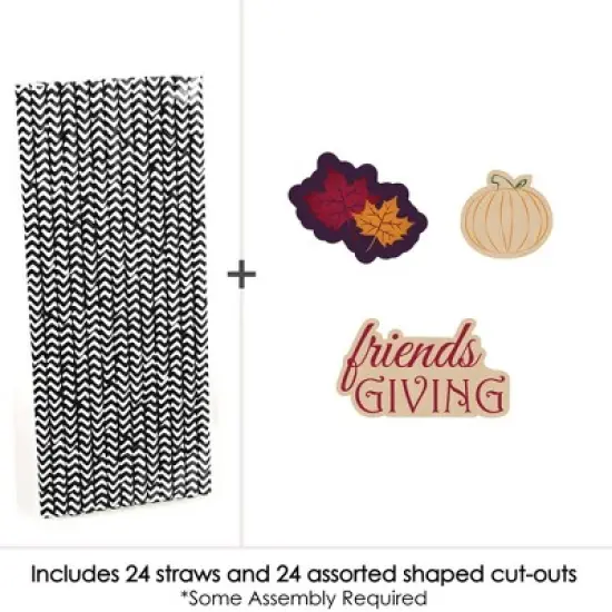 Big Dot of Happiness Friends Thanksgiving Feast - Friendsgiving Paper Straw Decor - Party Striped Decorative Straws - Set of 24 image {1}