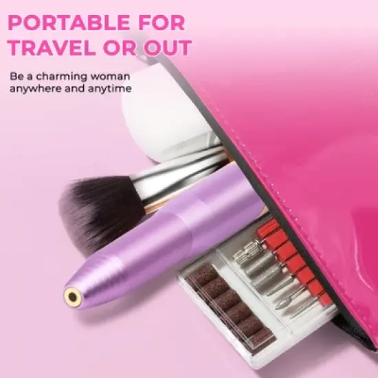 Portable Electric Nail Drill, Professional Nail File Kit for Acrylic, Gel Nails, Manicure Pedicure with Nail Drill Bits Sanding Bands Rose gold image {5}