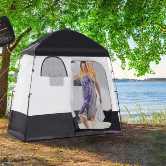 DSVIMOY Shower Tent, Pop Up Privacy Shelter for Camping, Dressing Changing Room, Portable Instant Outdoor Shower Tent, Black, 86.6"*49.2"*90.5" image {3}