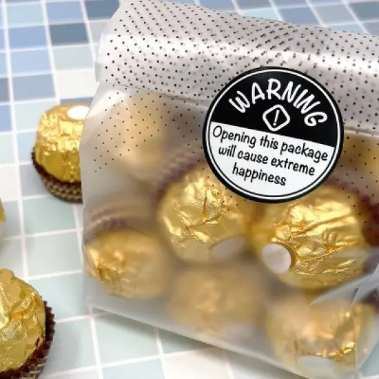 Wrapables 1.5 inch Black Extreme Happiness Warning Small Business Stickers Roll, Sealing Labels for Boxes, Envelopes, Bags and Packages (500pcs) image {4}