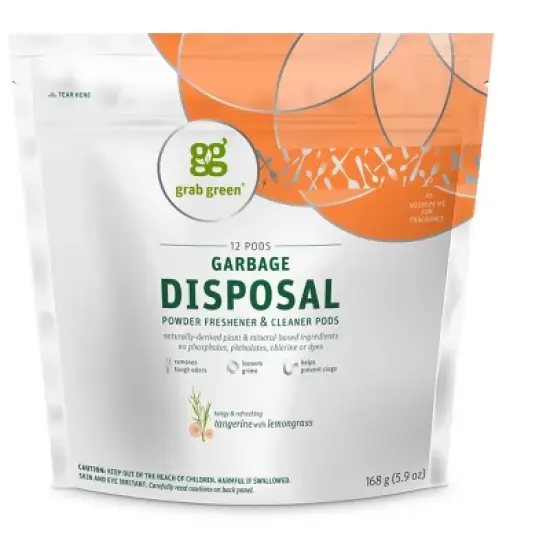 Grab Green Garbage Disposal Freshener & Cleaner Pods, Tangerine with Lemongrass Scent image {4}