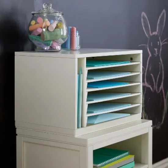 Martha Stewart Crafting Kids' Paper Organizer: Wooden Tabletop Construction Paper Storage with 6 Adjustable Trays image {4}