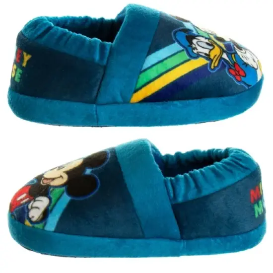 Disney Mickey Mouse Slippers - Kids Cozy Plush Fuzzy Lightweight Warm Comfort Soft House Shoes - Navy Blue Red (size 5-12 Toddler - Little Kid) image {2}