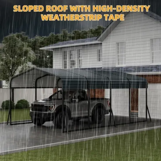 12x20 FT Heavy Duty Metal Carport Kit - Galvanized Steel Roof, 100MPH Wind Rated, 35PSF Snow Load for RV, Tractors, Trucks image {6}