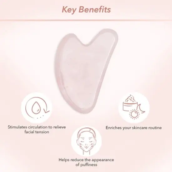 Zoe Ayla Rose Quartz Gua Sha and Roller Set, Skin Care Face Massager, 2 Pcs image {3}