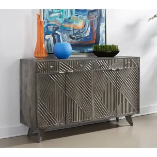 Foundation 4 Door 2 Drawer Credenza Gray - Treasure Trove Accents image {3}