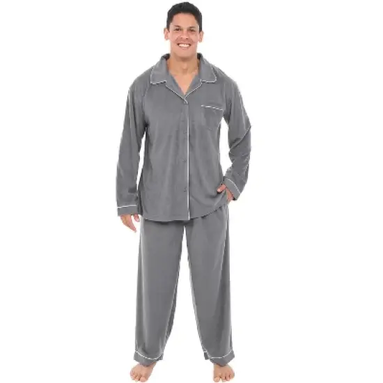 Men's Soft Plush Fleece Pajama Lounge Set, Warm Long Sleeve Shirt and Pants, PJ image {12}