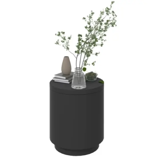 HOMCOM 2.6 Gal Outdoor Cooler Side Table, 3-In-1 Cool Bar Table with Storage, Removable Ice Bucket and Lid, Concrete Patio Table image {3}