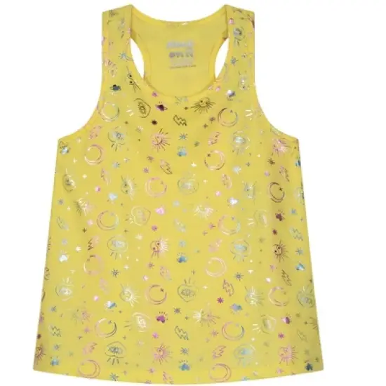Sleep On It Girls Yellow Celestial 2-Piece Tank Pajama Shorts Sleep Set image {3}