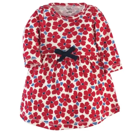 Touched by Nature Baby and Toddler Girl Organic Cotton Long-Sleeve Dresses 2pk, Red Flowers image {2}