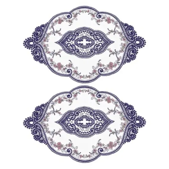 Unique Bargains Polyester Flexible Embroidery Vintage Pattern Washable Table Place Mats 2 Pcs image {18}