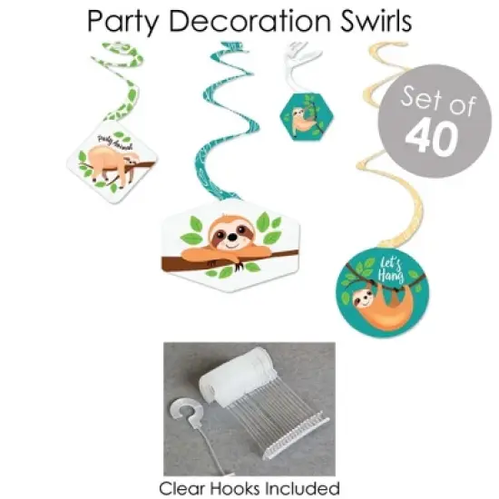Big Dot of Happiness Let's Hang - Sloth - Baby Shower or Birthday Party Supplies - Banner Decoration Kit - Fundle Bundle image {3}